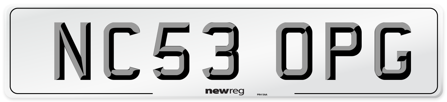 NC53 OPG Number Plate from New Reg